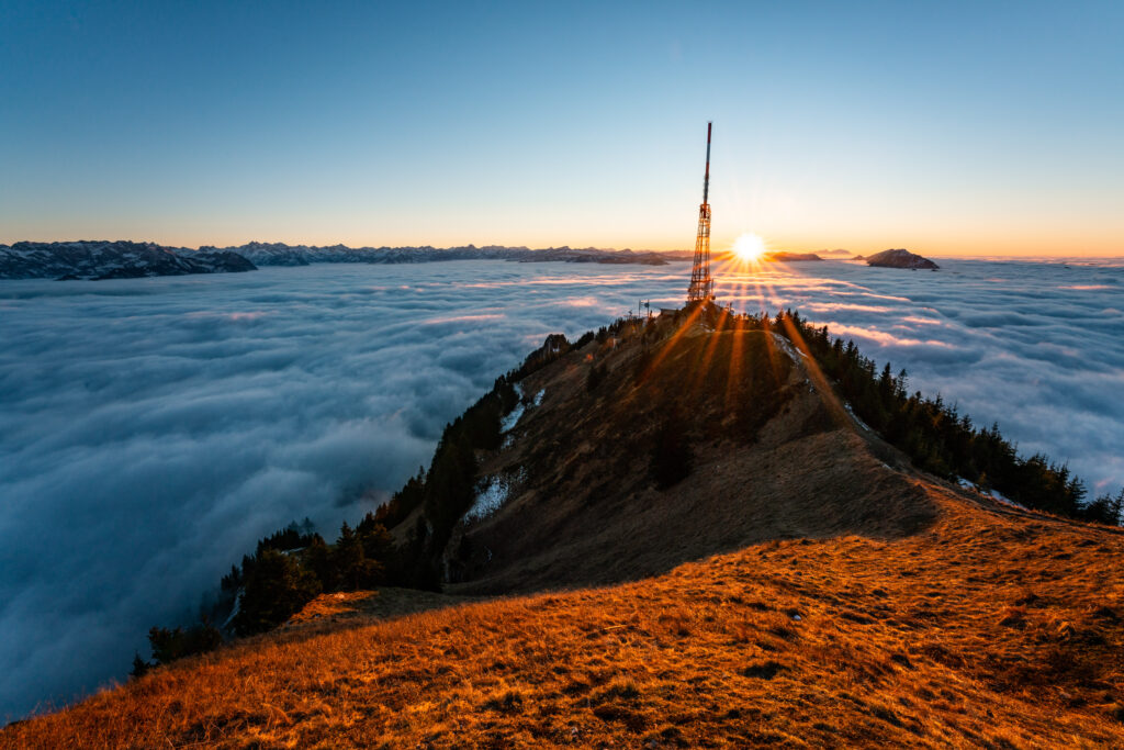 Allgäu Landschaft Alpen Berg Sonnenuntergang Grünten Obheiter Wetter