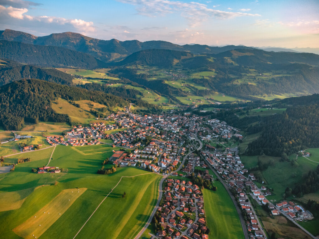 Allgäu Landschaft Alpen Luftaufnahme Sommer Oberstaufen