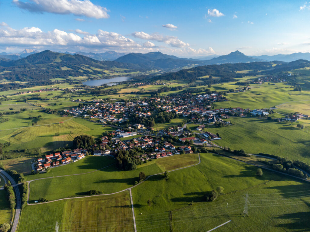 Allgäu Landschaft Alpen Luftaufnahme Sommer Wertach